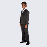 Boys Dark Grey Suit  5-Piece Set for Kids Teen Children - Wedding