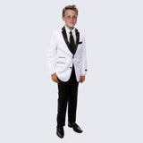 Boys White and Black Tuxedo 4 -Piece Set for Kids Teen Children - Wedding