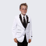Boys White and Black Tuxedo 4 -Piece Set for Kids Teen Children - Wedding
