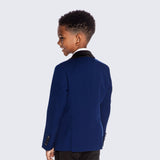 Boys Indigo Blue Tuxedo Slim Fit Shawl Lapel 5-Piece Set for Kids Teen Children - Wedding