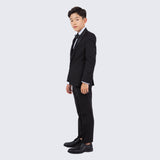 Boys Slim Fit Tuxedo Black 5-Piece Set by Perry Ellis for Kids Teen Children - Wedding