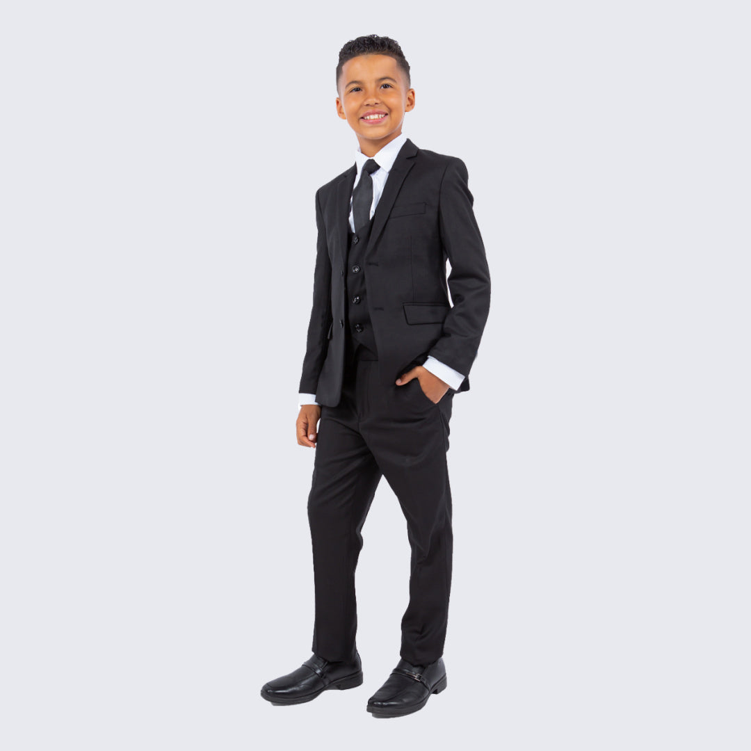 Boys Black Suit Slim Fit 5-Piece Set by Perry Ellis for Kids Teen Children Boys Black Suit Slim Fit 5-Piece Set by Perry Ellis for Kids Teen Children