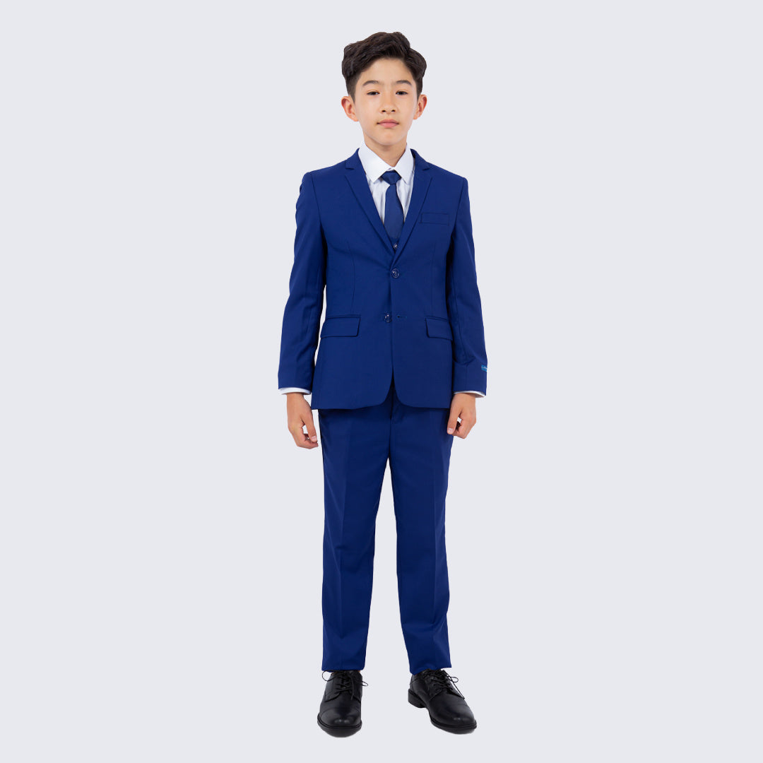 royal blue dress suit Boys Royal Blue Suit Slim Fit 5-Piece Set by Perry Ellis for Kids Teen Children