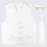 Boy's White Tuxedo Vest Three Piece Set