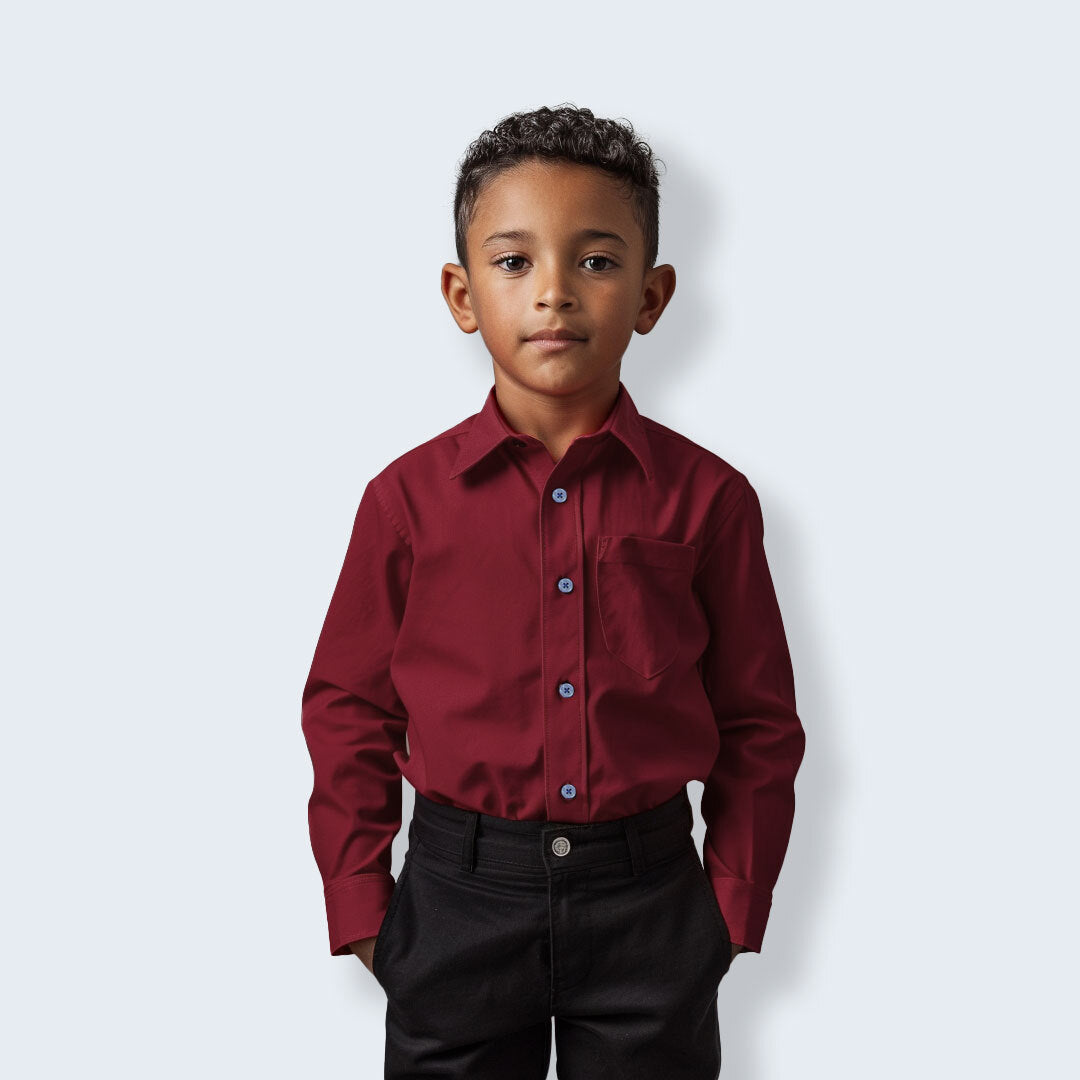 Boys Burgundy Dress Shirt Slim Fit – Kids Suits