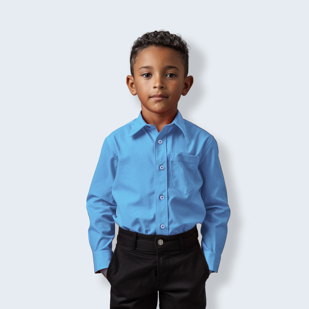 Boys Light Blue Dress Shirt Slim Fit – Kids Suits