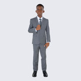 Boys Mid Gray Suit Slim Fit 5-Piece Set by Perry Ellis for Kids Teen Children - Wedding