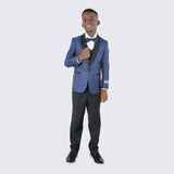 Blue Paisley Boys 5pc Tuxedo Set for Kids Teen Children - Wedding