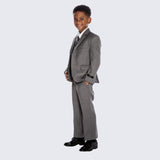 Boys Charcoal Suit 5-Piece Set for Kids Teen Children - Wedding