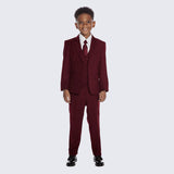 Boys Burgundy Suit 5-Piece Set for Kids Teen Children - Wedding