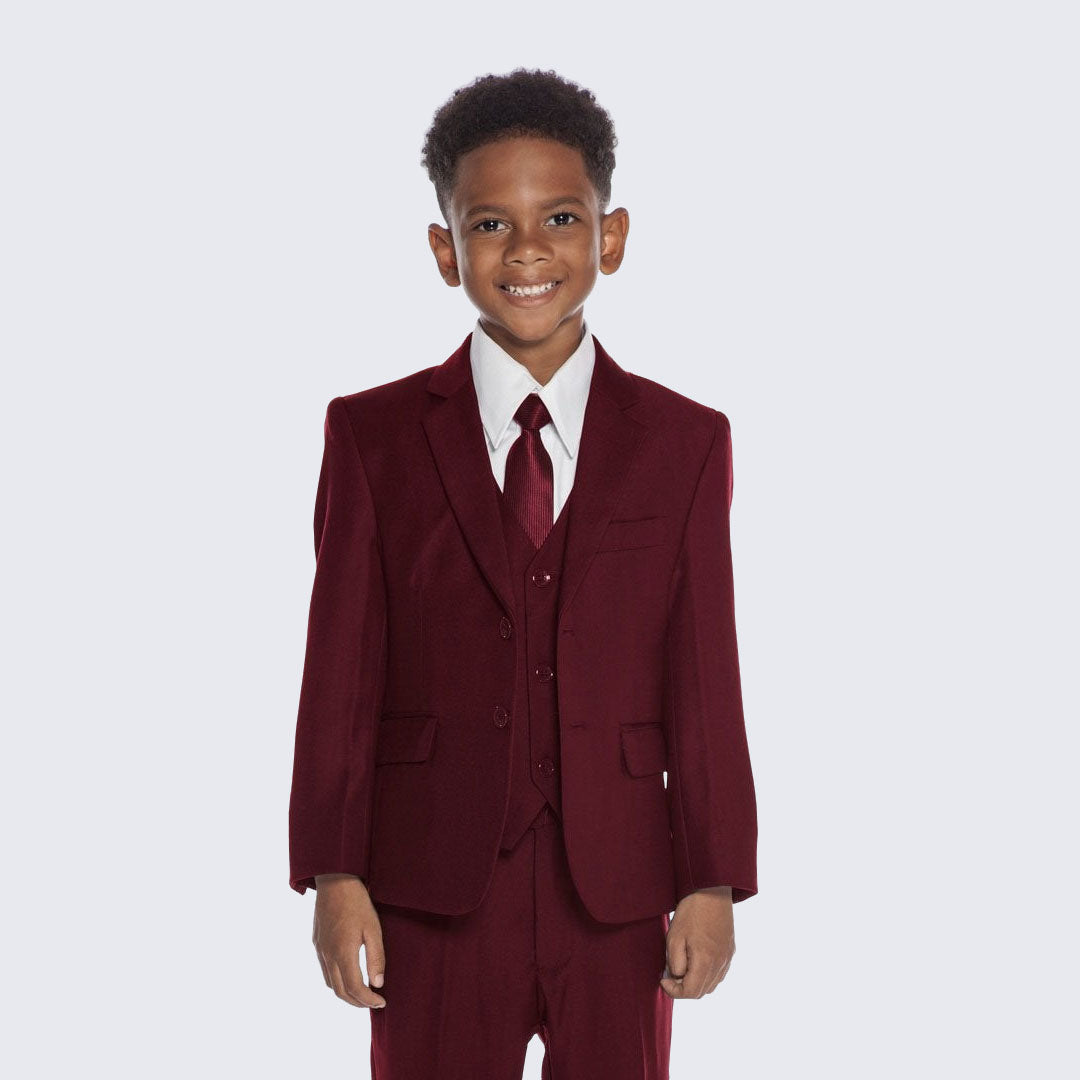 Boys Burgundy Suit 5-Piece Set High Quality - Kids - Toddler - Children - Wedding | Perfect Tux 4T Boys Burgundy Suit 5-Piece Set High Quality - Kids - Toddler - Children - Wedding | Perfect Tux 4T