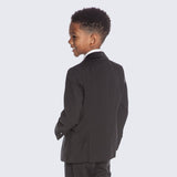 Boys Black Tuxedo Slim Fit Shawl Lapel 5-Piece Set for Kids Teen Children - Wedding