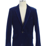 Boy's Royal Blue Velvet Slim Fit Jacket for Kids Teen Children - Wedding