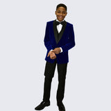 Boys Royal Blue Velvet Blazer Slim Fit for Kids Teen Children - Wedding