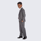 Boys Slim Fit Charcoal Suit 5-Piece Set for Kids Teen Children - Wedding