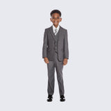 Boys Slim Fit Charcoal Suit 5-Piece Set for Kids Teen Children - Wedding