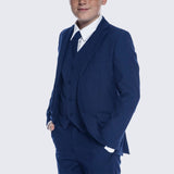 Boys Slim Fit Navy Blue Suit 5-Piece Set for Kids Teen Children - Wedding