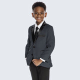 Boys Charcoal and Black Tuxedo Four Piece Set for Kids Teen Children - Wedding