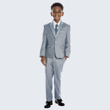 Boys Light Grey Tuxedo 3 -Piece Set For Kids Teen Children - Wedding