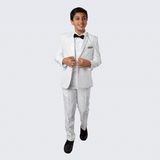 Boys Tuxedo White 5 -Piece Set for Kids Teen Children - Wedding