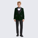 Boy's Tuxedo Green Velvet 5-Piece Set for Kids Teen Children - Wedding