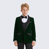 Boy's Tuxedo Green Velvet 5-Piece Set for Kids Teen Children - Wedding