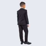 Boys Black Suit Slim Fit 5-Piece Set by Perry Ellis for Kids Teen Children - Wedding