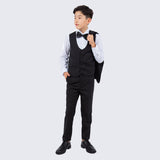 Boys Slim Fit Tuxedo Black 5-Piece Set by Perry Ellis for Kids Teen Children - Wedding