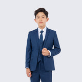 Boys Indigo Suit Slim Fit 5-Piece Set by Perry Ellis for Kids Teen Children - Wedding