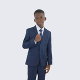 Boys Navy Blue Suit Slim Fit 5-Piece Set by Perry Ellis for Kids Teen Children - Wedding