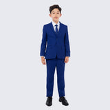 Boys Royal Blue Suit Slim Fit 5-Piece Set by Perry Ellis for Kids Teen Children - Wedding