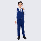 Boys Royal Blue Suit Slim Fit 5-Piece Set by Perry Ellis for Kids Teen Children - Wedding