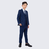 Boys Cobalt Blue Slim Suit 5-Piece Set by Perry Ellis for Kids Teen Children - Wedding