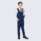 Boys Cobalt Blue Slim Suit 5-Piece Set by Perry Ellis for Kids Teen Children - Wedding