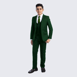 Boys Green Suit Slim Fit 5-Piece Set by Perry Ellis for Kids Teen Children - Wedding