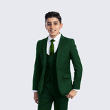 Boys Green Suit Slim Fit 5-Piece Set by Perry Ellis for Kids Teen Children - Wedding