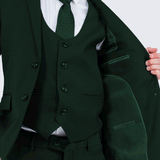 Boys Green Suit Slim Fit 5-Piece Set by Perry Ellis for Kids Teen Children - Wedding