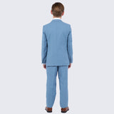 Boys Dusty Blue Suit Slim Fit 5-Piece Set by Perry Ellis for Kids Teen Children - Wedding