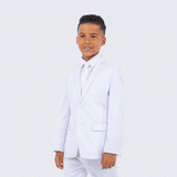 Boys White Suit Slim Fit 5-Piece Set by Perry Ellis for Kids Teen Children - Wedding