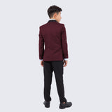 Boys Slim Fit Tuxedo Burgundy 5-Piece Set by Perry Ellis for Kids Teen Children - Wedding