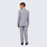 Boys Light Gray Suit Slim Fit 5-Piece Set by Perry Ellis for Kids Teen Children - Wedding