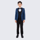 Boys Slim Fit Tuxedo Indigo 5-Piece Set by Perry Ellis for Kids Teen Children - Wedding