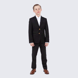 Boy's Black Single Breasted Jacket for Kids Teen Children - Wedding