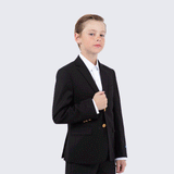 Boy's Black Single Breasted Jacket for Kids Teen Children - Wedding