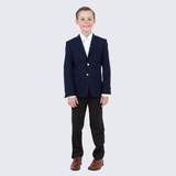 Boy's Navy Blue Single Breasted Jacket for Kids Teen Children - Wedding