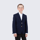 Boy's Navy Blue Single Breasted Jacket for Kids Teen Children - Wedding