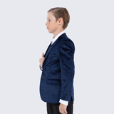 Boy's Navy Blue Velvet Tuxedo Jacket for Kids Teen Children - Wedding