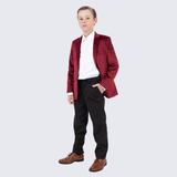 Boy's Burgundy Velvet Tuxedo Jacket for Kids Teen Children - Wedding