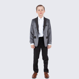 Boy's Grey Velvet Tuxedo Jacket for Kids Teen Children - Wedding