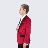 Boy's Red Velvet Tuxedo Jacket for Kids Teen Children - Wedding